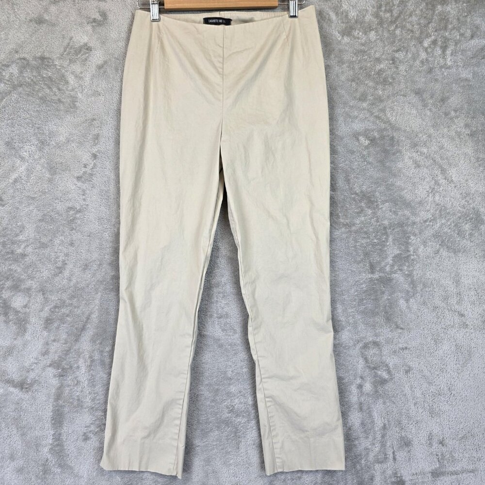 Lafayette 148 New York Pants Womens Medium Beige Khaki Chrystie Side Zip Stretch